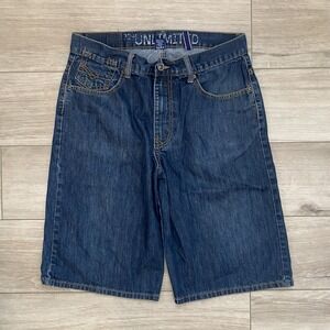 Vintage Ecko Baggy Jean Shorts Men 34x13 Blue Denim Y2K Streetwear Skater Grunge